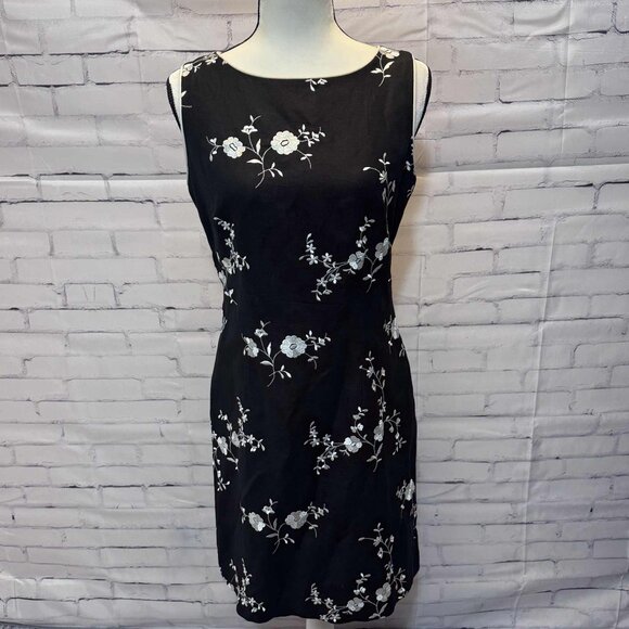 Jessica Howard Floral Embroidered Linen Dress Size 10 Vintage - Picture 1 of 5